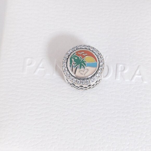 Pandora Engravable Beach Heart Scene Charm Bead S925 Silver with box - Picture 3 of 8